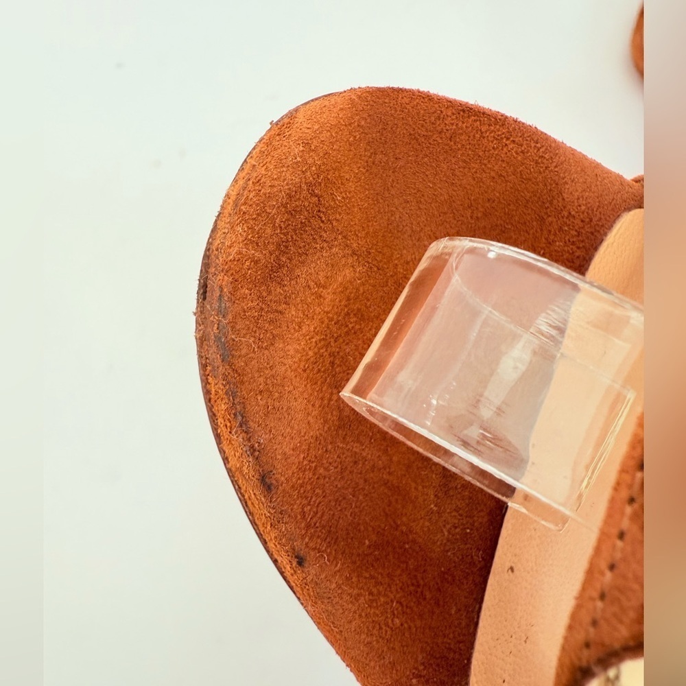 Christian Louboutin Galeria 100mm Cognac Suede studded Heels Sandals EU 37 - Picture 11 of 14
